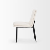 Mercana Eve Dining Chair w/ Cream Boucle Fabric & Matte Black Metal