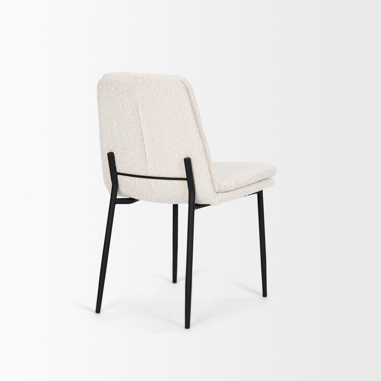 Mercana Eve Dining Chair w/ Cream Boucle Fabric & Matte Black Metal