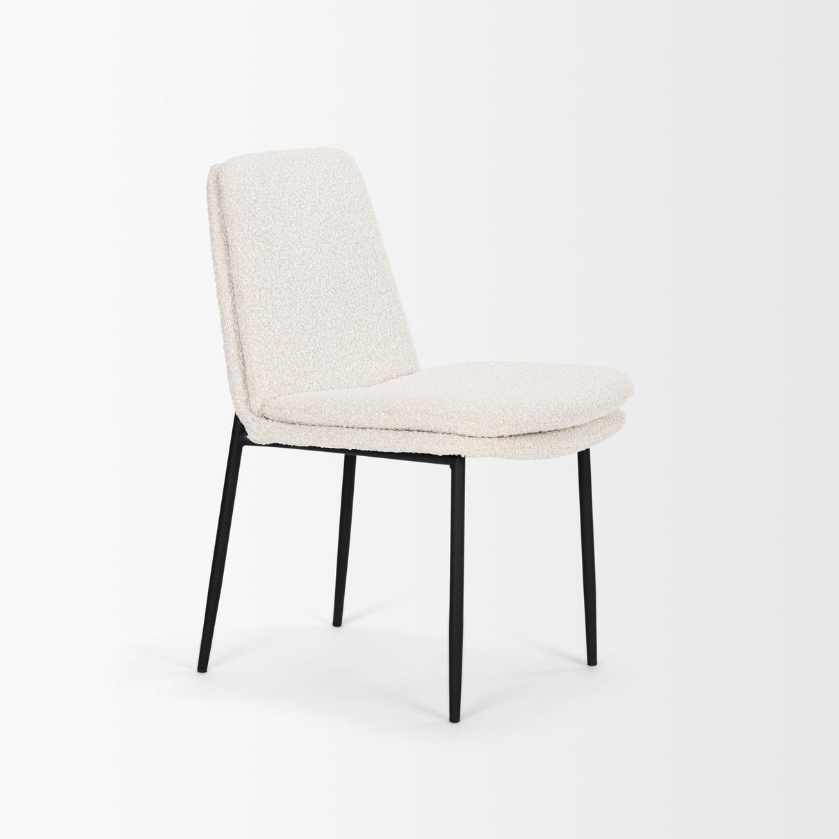 Mercana Eve Dining Chair w/ Cream Boucle Fabric & Matte Black Metal