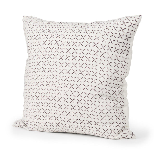 Mercana Jayden Cream w/ Merlot Print Linen Square Decorative Pillow Cover