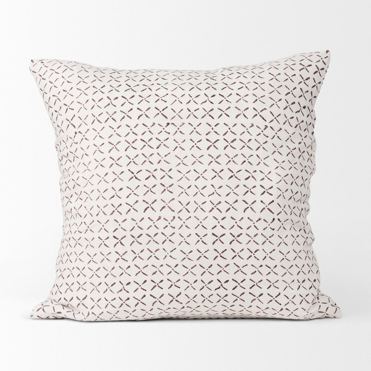 Mercana Jayden Cream w/ Merlot Print Linen Square Decorative Pillow Cover