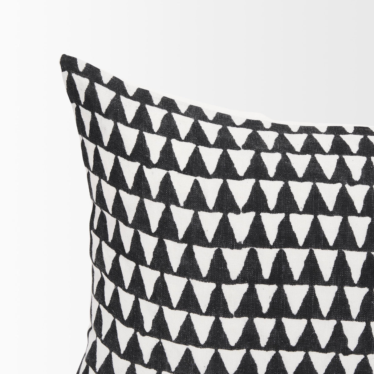 Mercana Jolie Cream w/ Black Print Linen Lumbar Decorative Pillow Cover