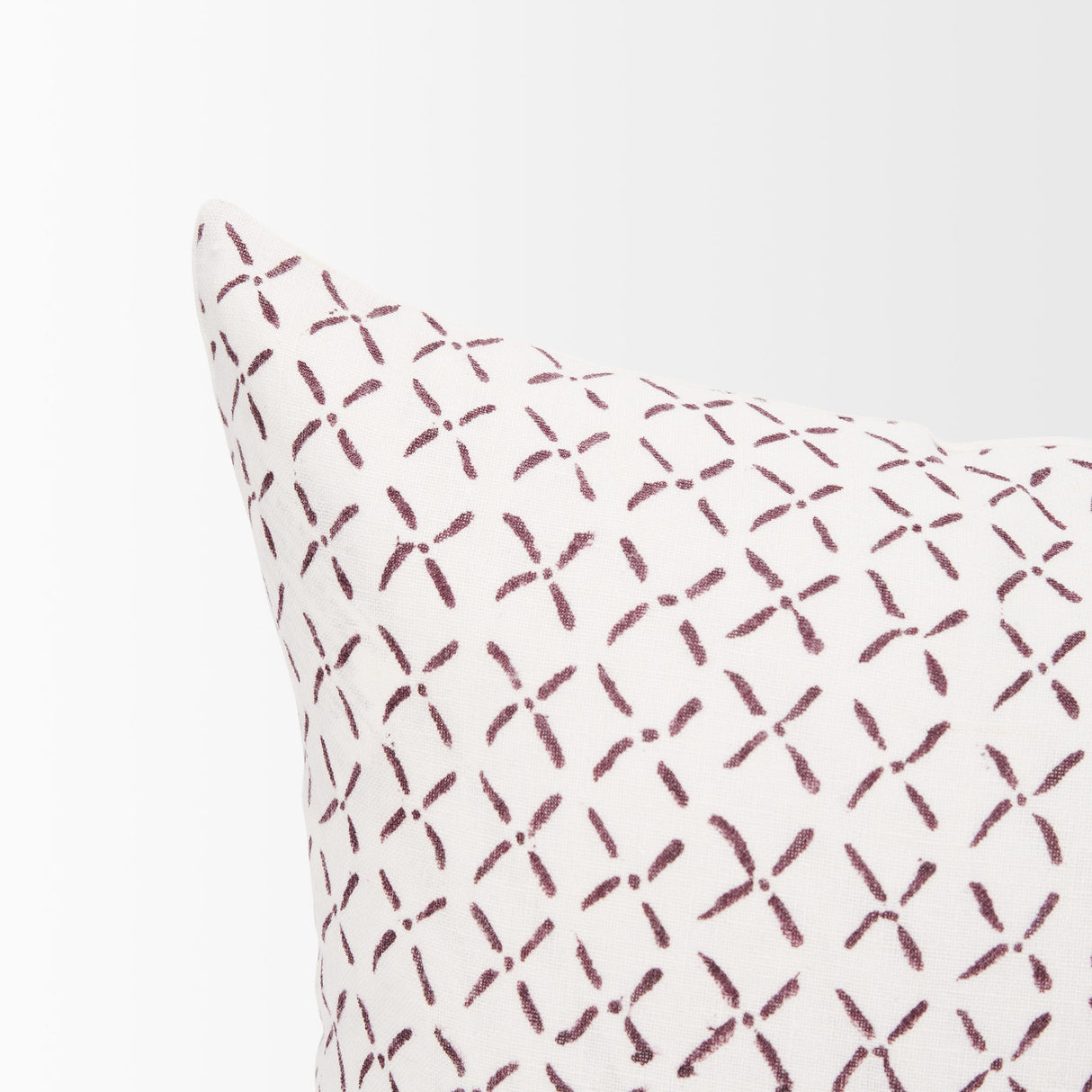 Mercana Jayden Cream w/ Merlot Print Linen Lumbar Decorative Pillow Cover