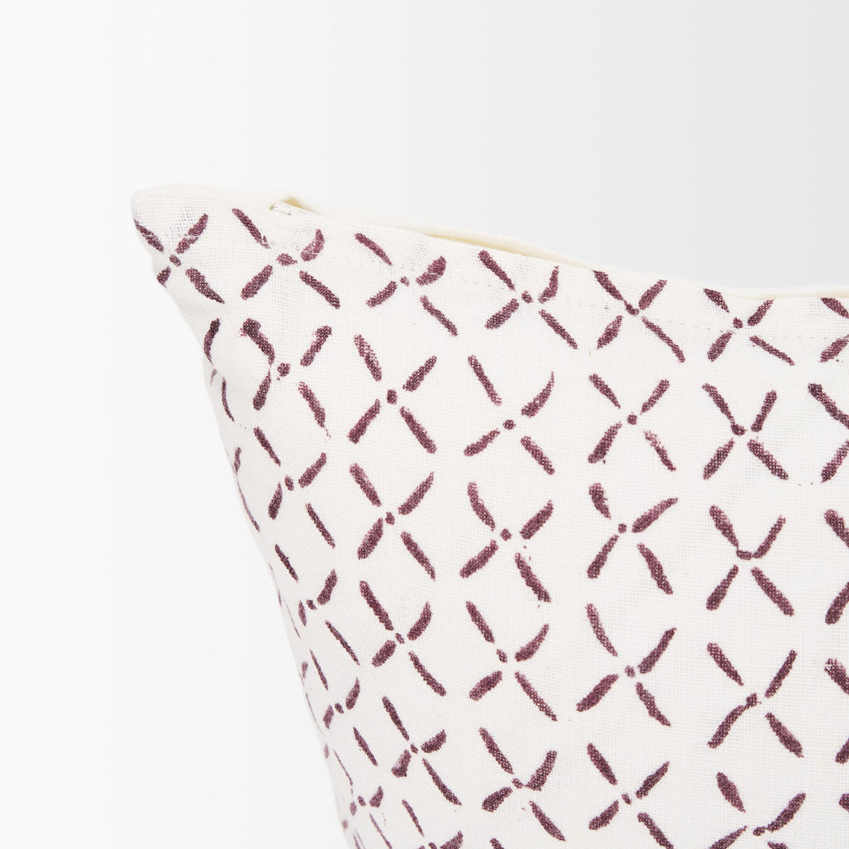 Mercana Jayden Cream w/ Merlot Print Linen Lumbar Decorative Pillow Cover