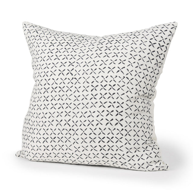 Mercana Jayden Cream w/ Black Print Linen Square Decorative Pillow Cover