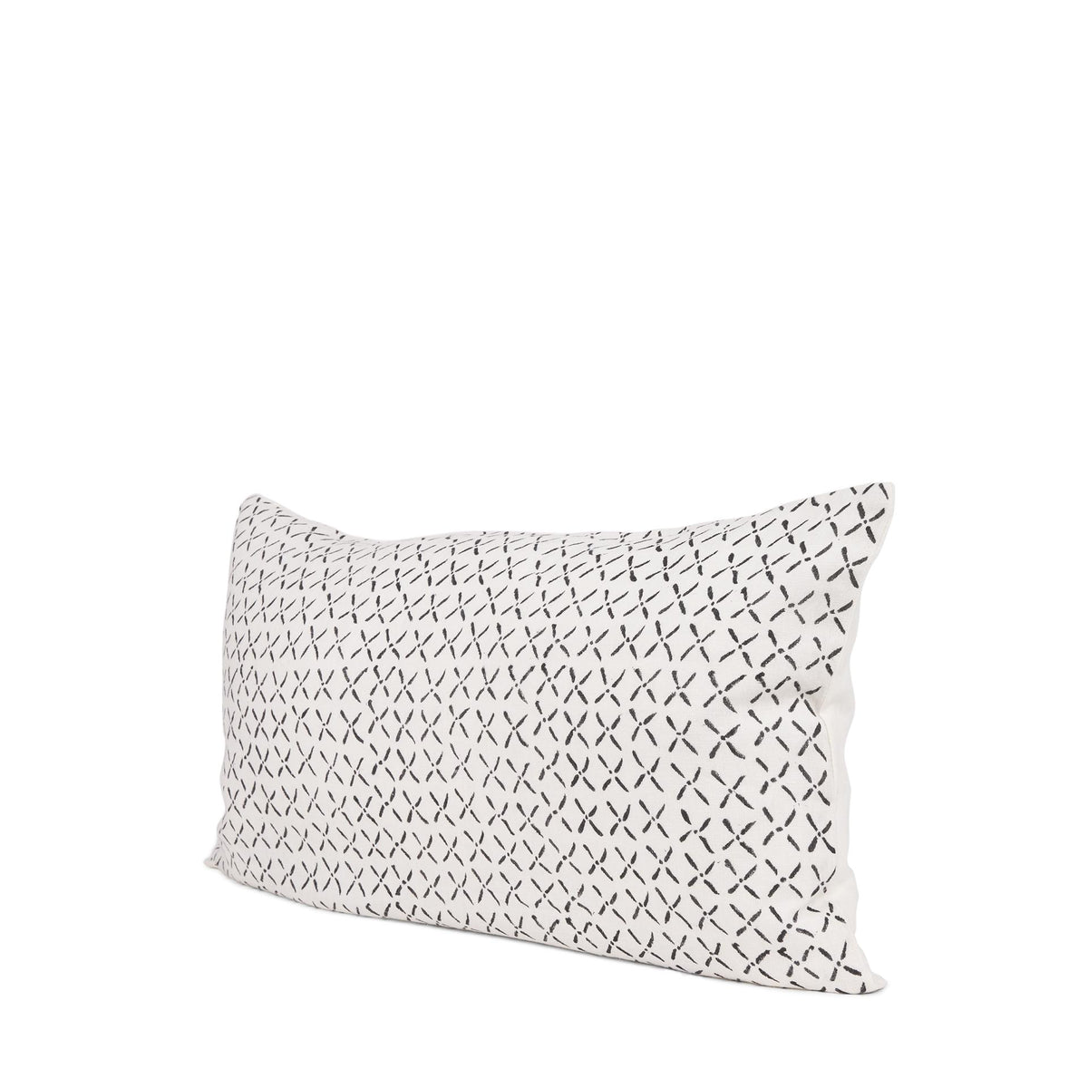 Mercana Jayden Cream w/ Black Print Linen Lumbar Decorative Pillow Cover
