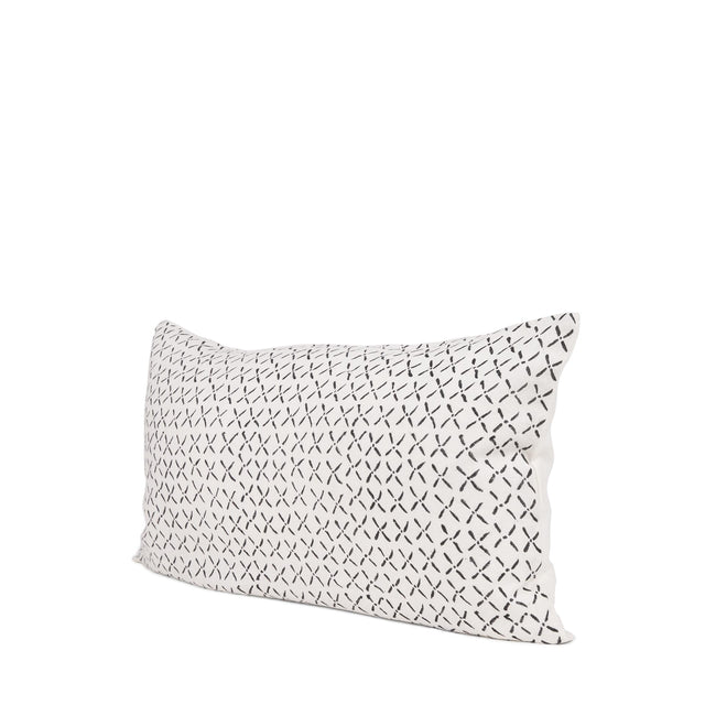 Mercana Jayden Cream w/ Black Print Linen Lumbar Decorative Pillow Cover