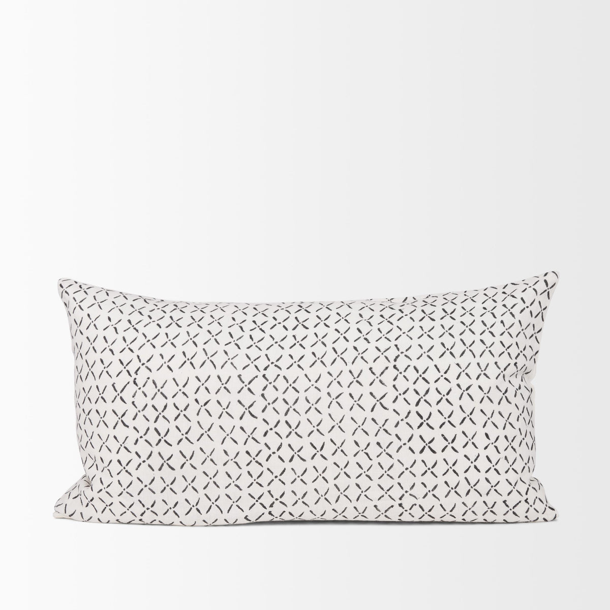Mercana Jayden Cream w/ Black Print Linen Lumbar Decorative Pillow Cover