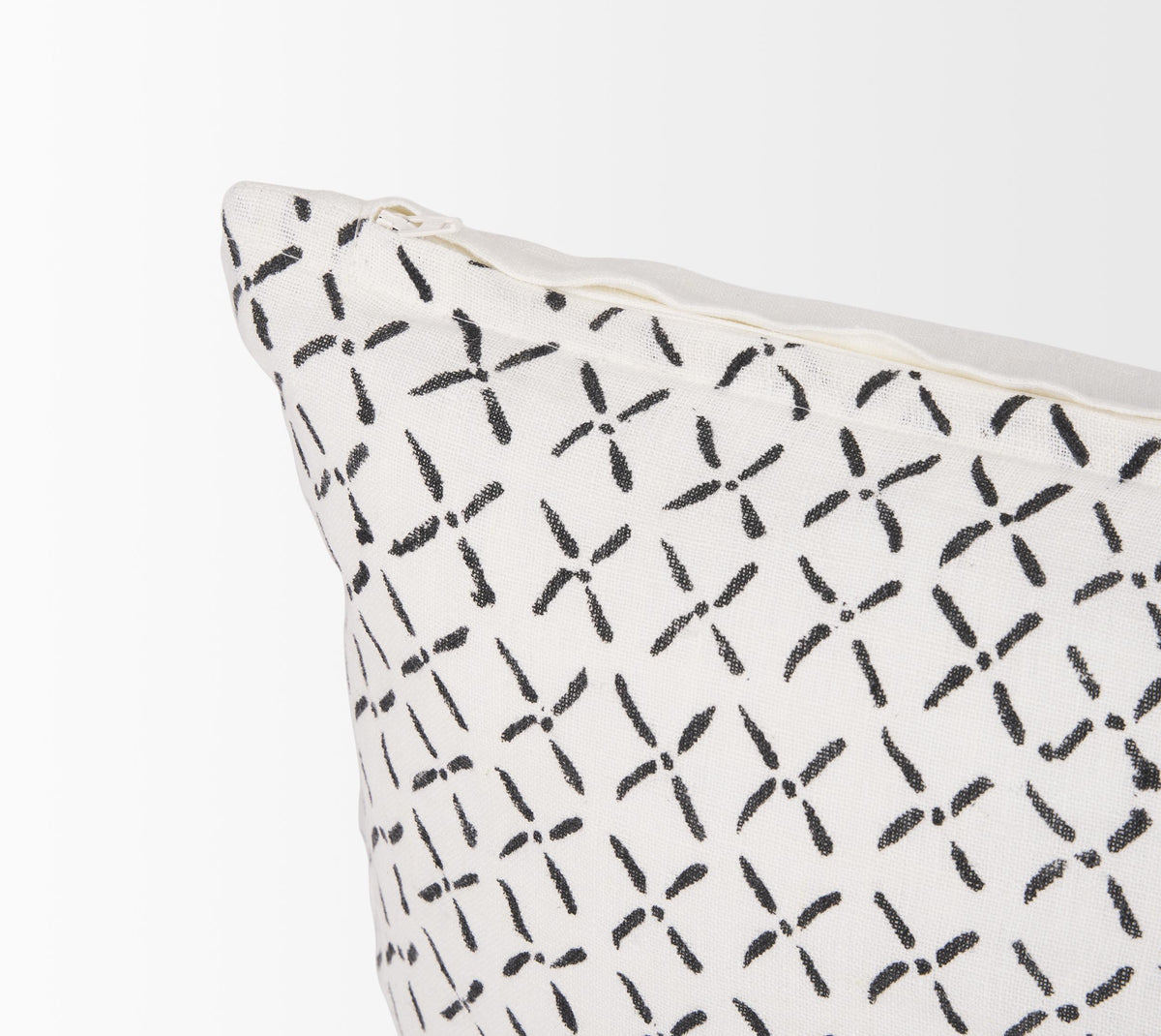 Mercana Jayden Cream w/ Black Print Linen Lumbar Decorative Pillow Cover