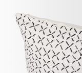 Mercana Jayden Cream w/ Black Print Linen Lumbar Decorative Pillow Cover