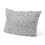 Mercana Jayne Cream w/ Indigo Print Linen Lumbar Decorative Pillow Cover