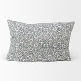 Mercana Jayne Cream w/ Indigo Print Linen Lumbar Decorative Pillow Cover