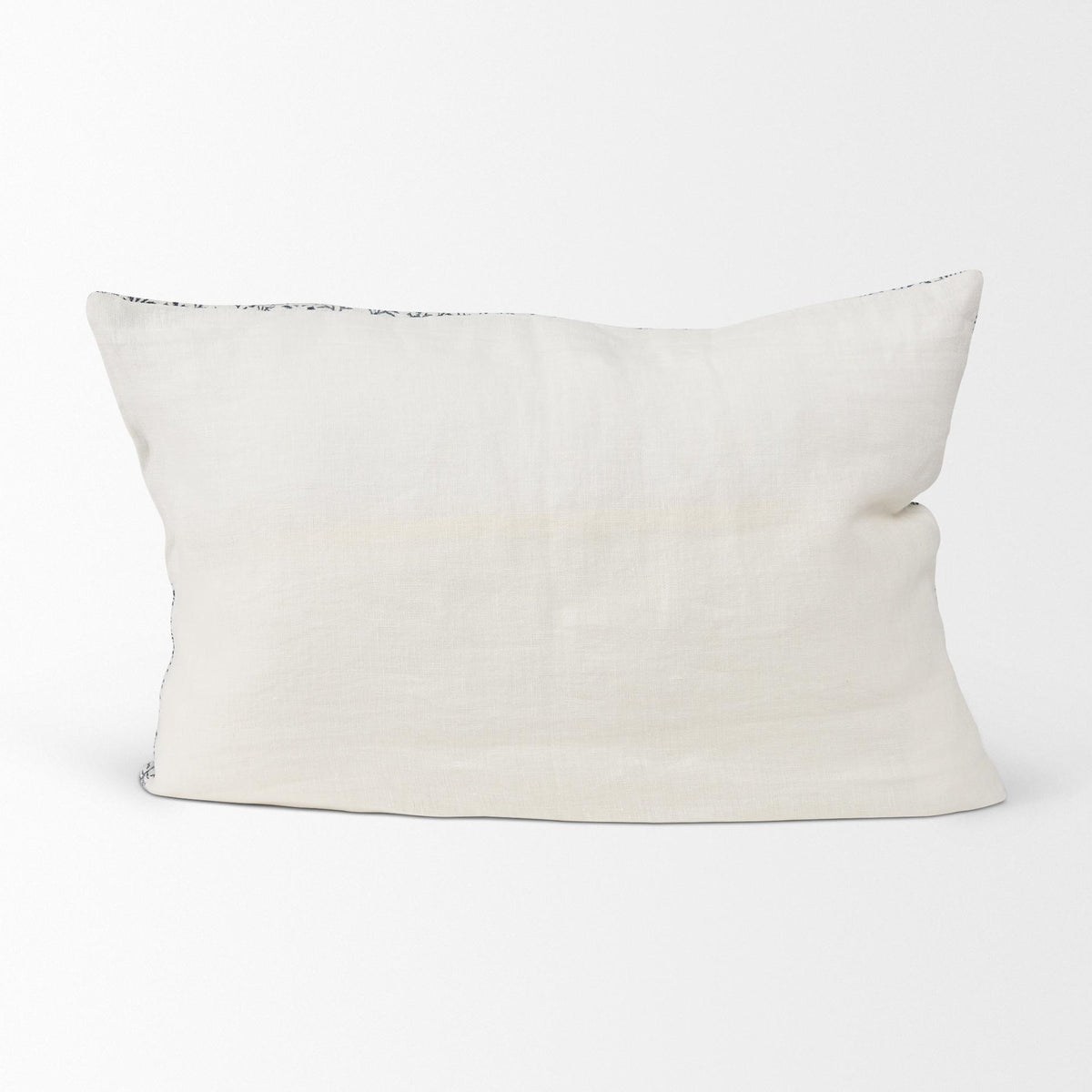 Mercana Jayne Cream w/ Indigo Print Linen Lumbar Decorative Pillow Cover