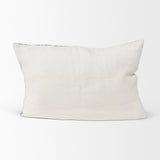 Mercana Jayne Cream w/ Indigo Print Linen Lumbar Decorative Pillow Cover