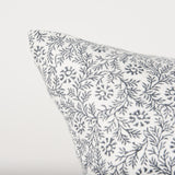 Mercana Jayne Cream w/ Indigo Print Linen Lumbar Decorative Pillow Cover