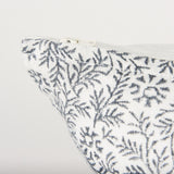 Mercana Jayne Cream w/ Indigo Print Linen Lumbar Decorative Pillow Cover