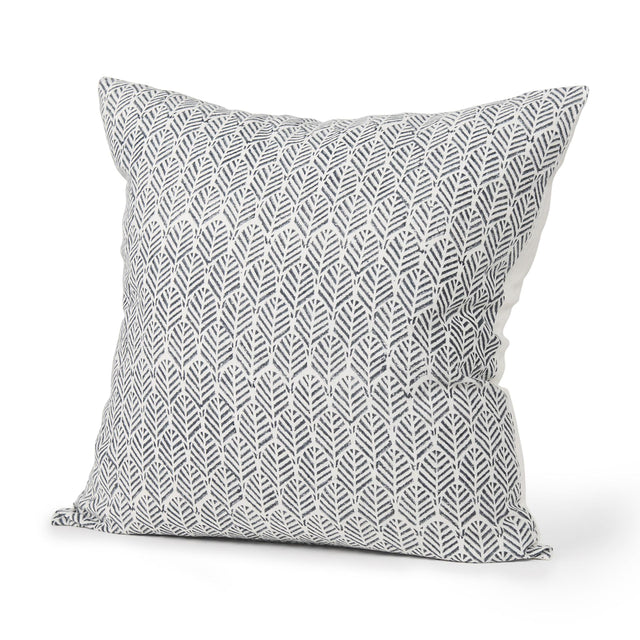 Mercana Jennelle Cream w/ Indigo Print Linen Square Decorative Pillow Cover