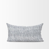 Mercana Janelle Cream w/ Indigo Print Linen Lumbar Decorative Pillow Cover