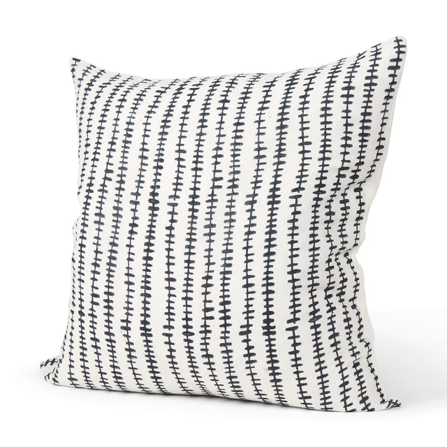 Mercana Jenna Cream w/ Black Print Linen Square Decorative Pillow Cover