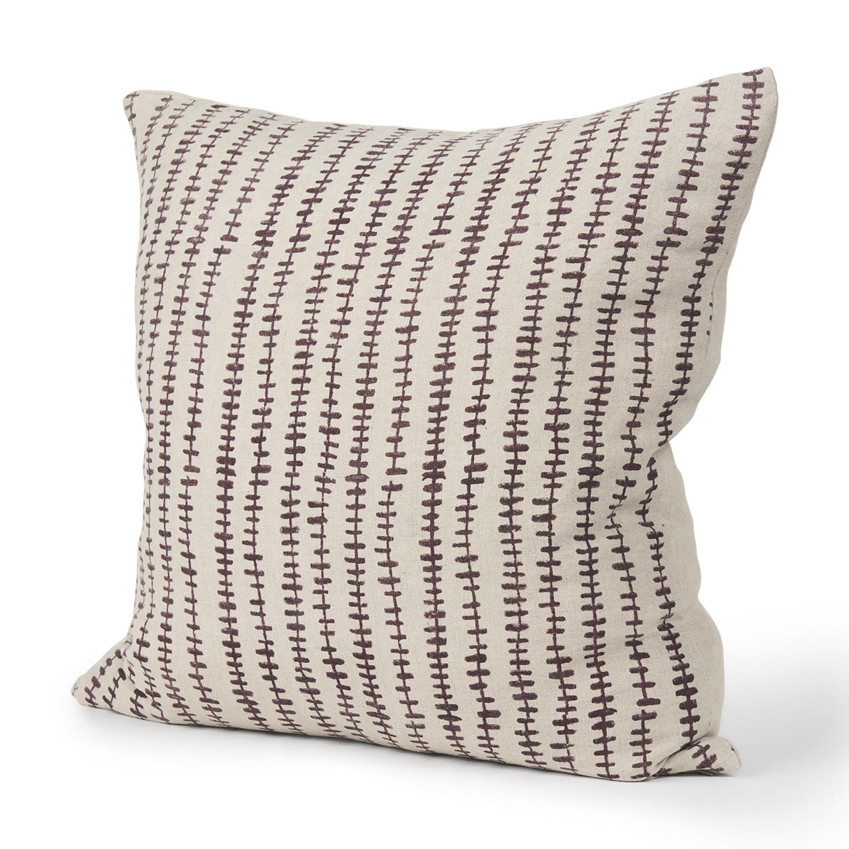Mercana Jenna Beige w/ Merlot Print Linen Square Decorative Pillow Cover