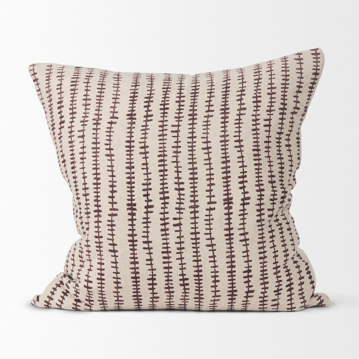 Mercana Jenna Beige w/ Merlot Print Linen Square Decorative Pillow Cover