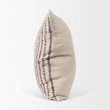 Mercana Jenna Beige w/ Merlot Print Linen Square Decorative Pillow Cover