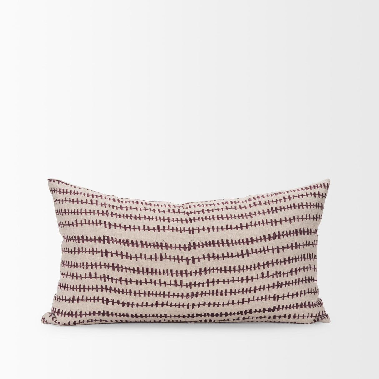 Mercana Jenna Beige w/ Merlot Print Linen Lumbar Decorative Pillow Cover