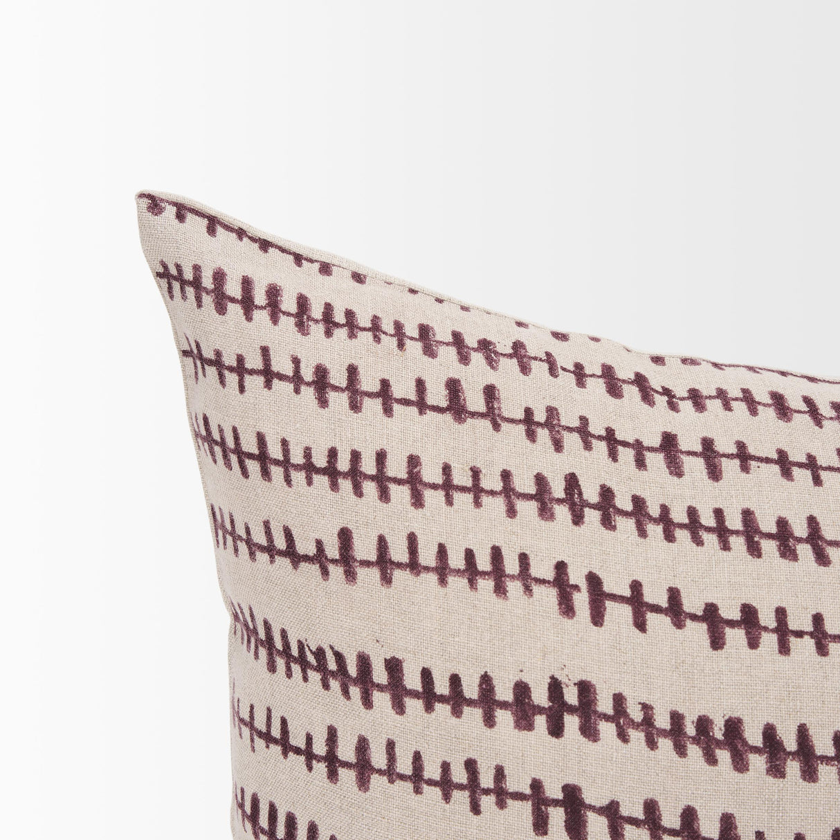 Mercana Jenna Beige w/ Merlot Print Linen Lumbar Decorative Pillow Cover