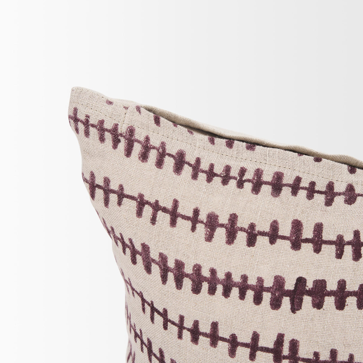 Mercana Jenna Beige w/ Merlot Print Linen Lumbar Decorative Pillow Cover