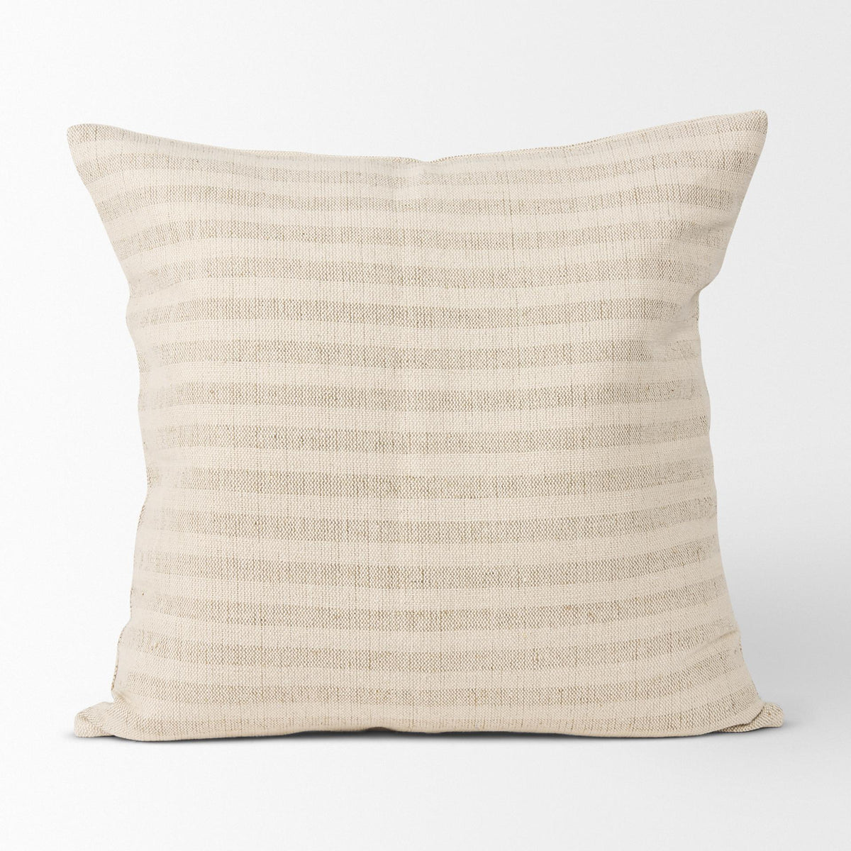 Mercana Jace Cream w/ Beige Stripe Linen-Cotton Square Decorative Pillow Cover