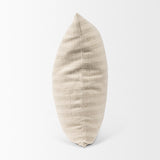 Mercana Jace Cream w/ Beige Stripe Linen-Cotton Square Decorative Pillow Cover