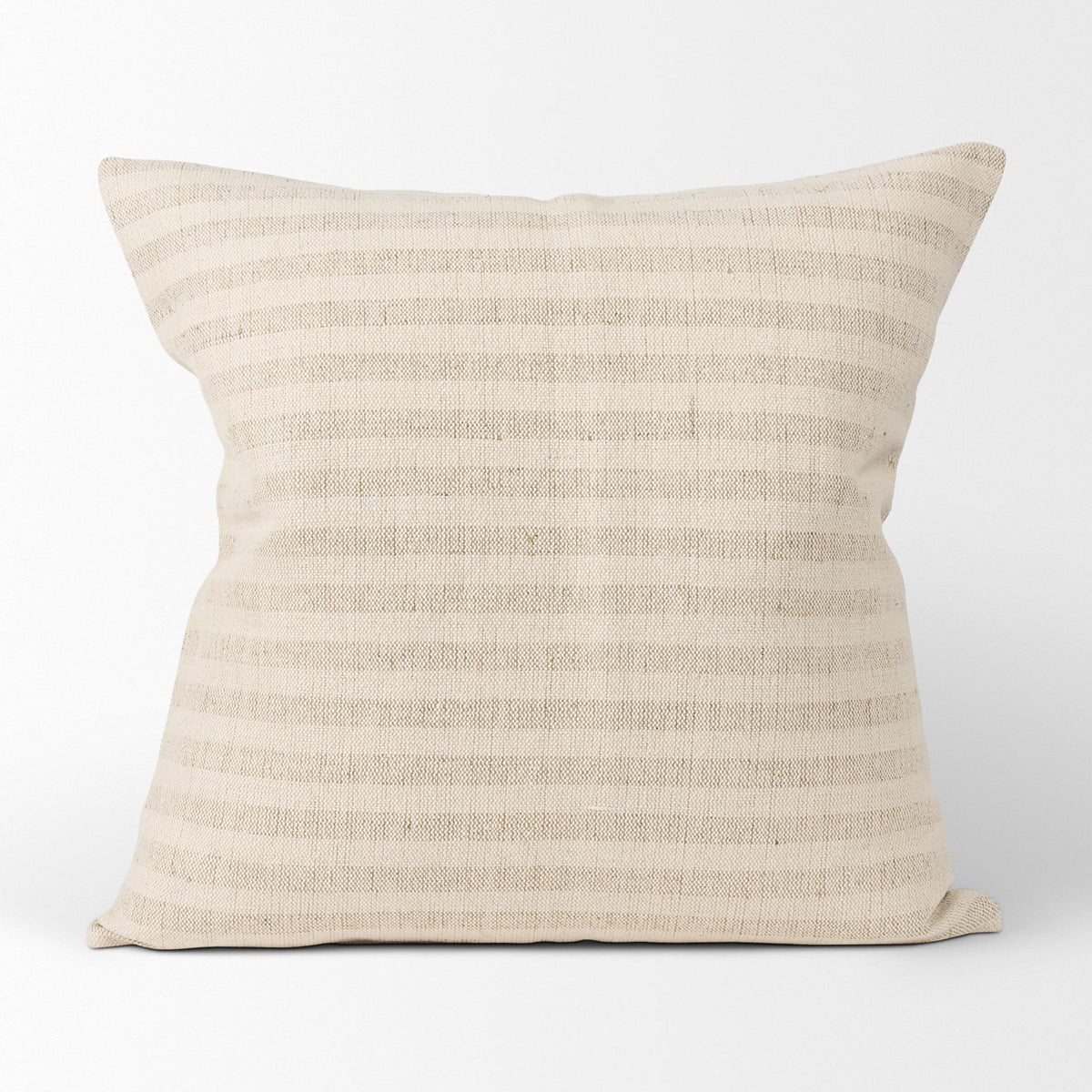 Mercana Jace Cream w/ Beige Stripe Linen-Cotton Square Decorative Pillow Cover