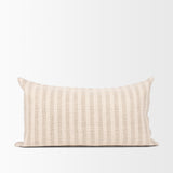 Mercana Jace Cream w/ Beige Stripe Lumbar Decorative Pillow Cover