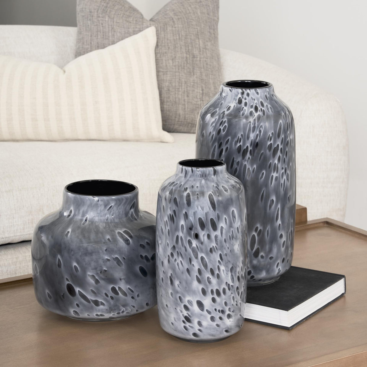 Mercana Masai Medium Black Mottled Glass Vase