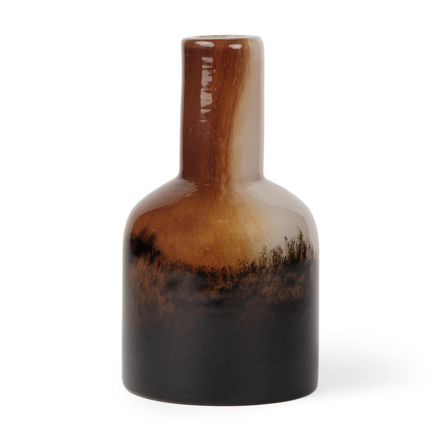 Mercana Marans Short Amber Multi-Color Glass Vase