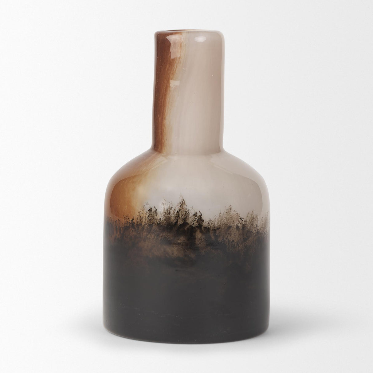 Mercana Marans Short Amber Multi-Color Glass Vase