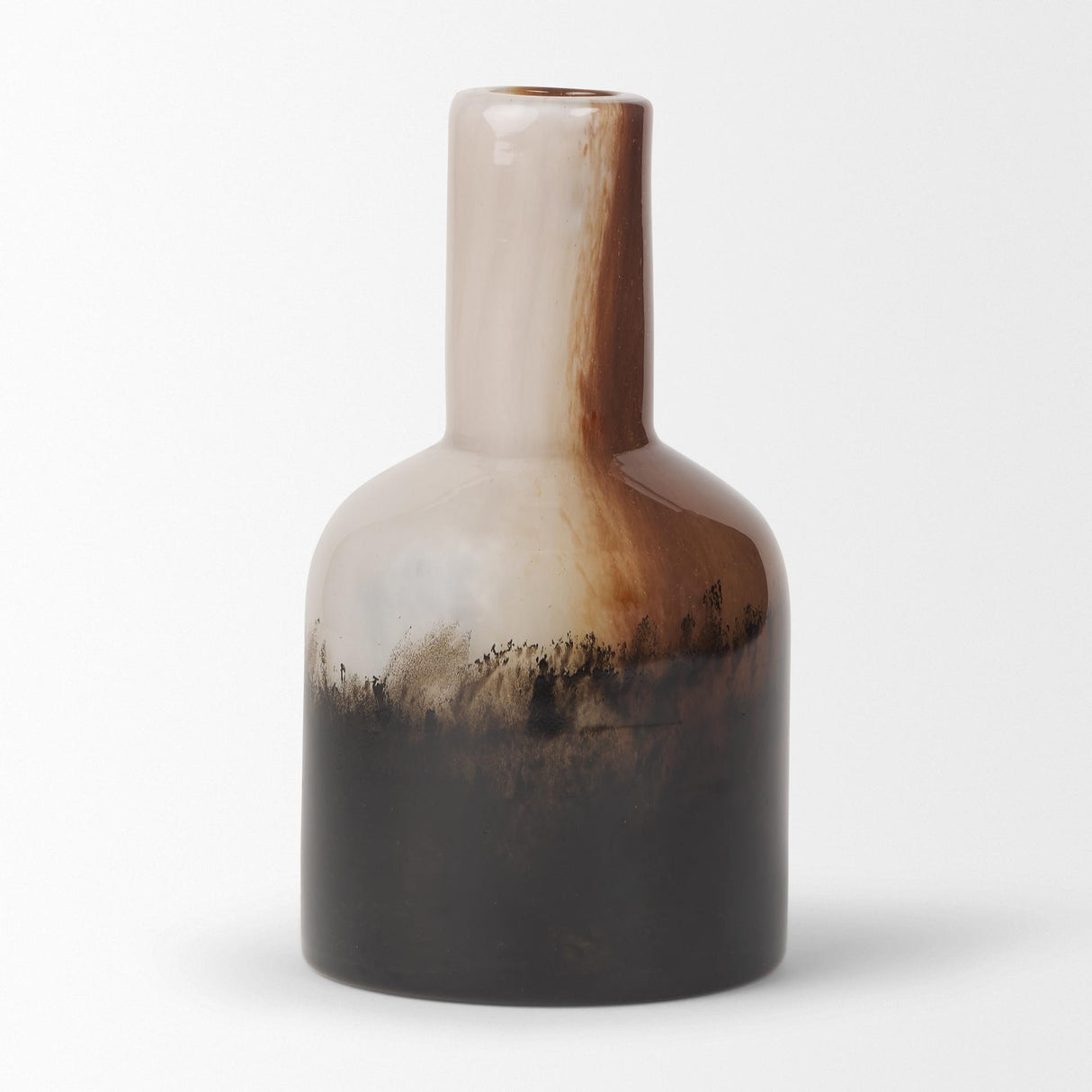 Mercana Marans Short Amber Multi-Color Glass Vase