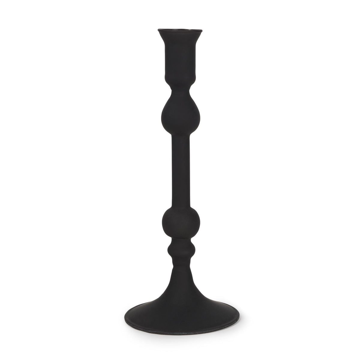 Mercana Haute Medium Matte Black Blown Glass Candlestick