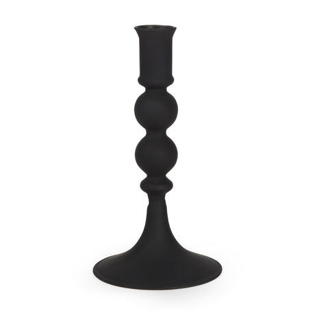 Mercana Haute Small Matte Black Blown Glass Candlestick