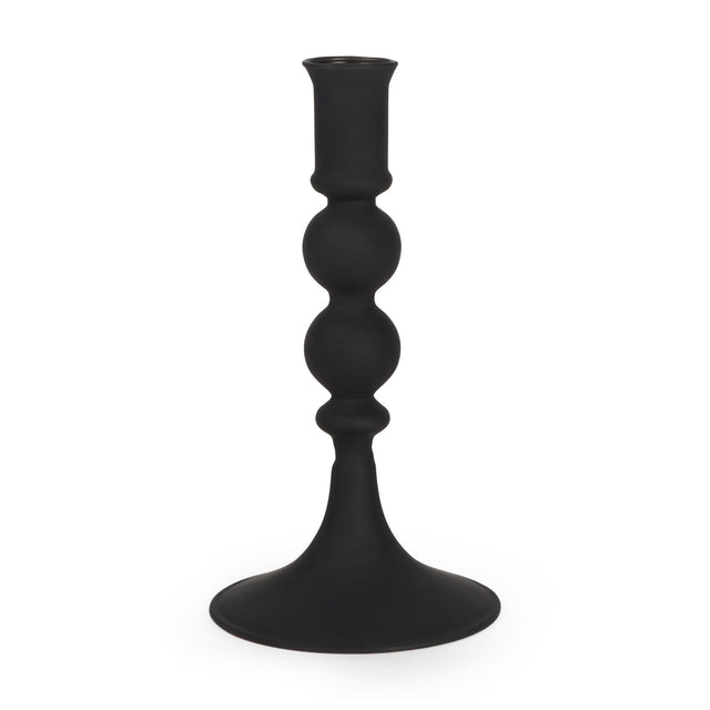 Mercana Haute Small Matte Black Blown Glass Candlestick