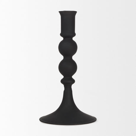 Mercana Haute Small Matte Black Blown Glass Candlestick