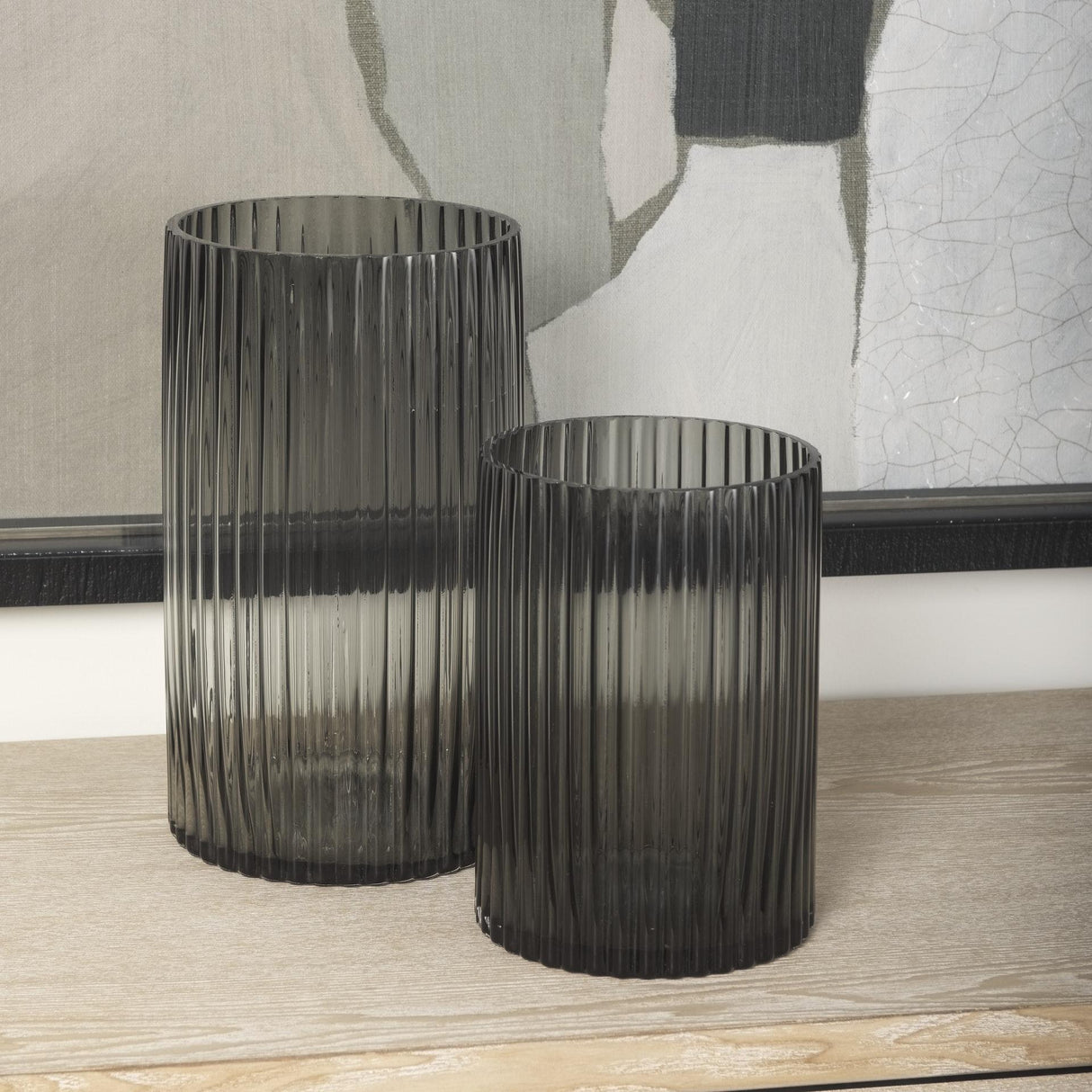 Mercana Dawn Short Smokey Black Glass Vase