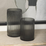 Mercana Dawn Short Smokey Black Glass Vase