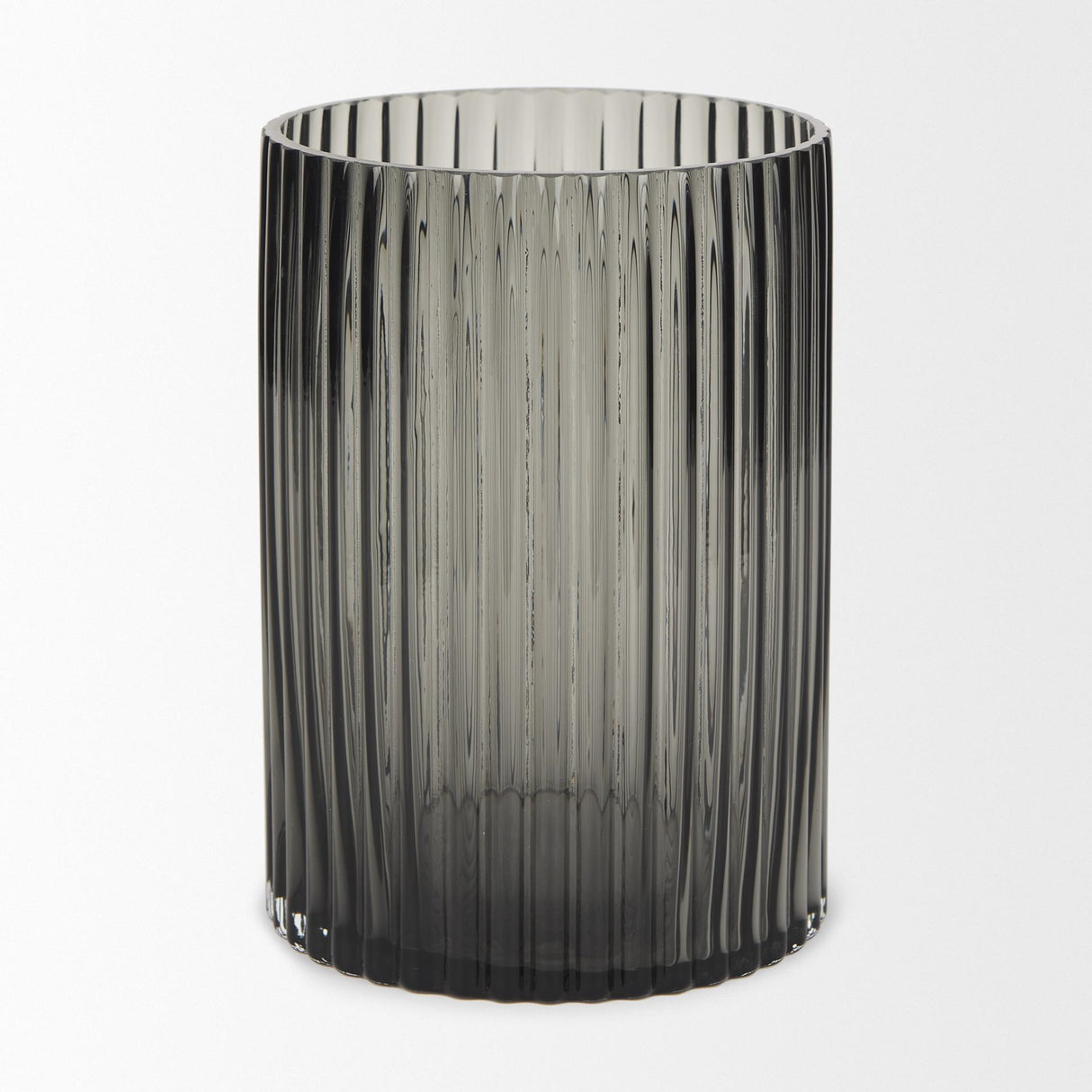 Mercana Dawn Short Smokey Black Glass Vase