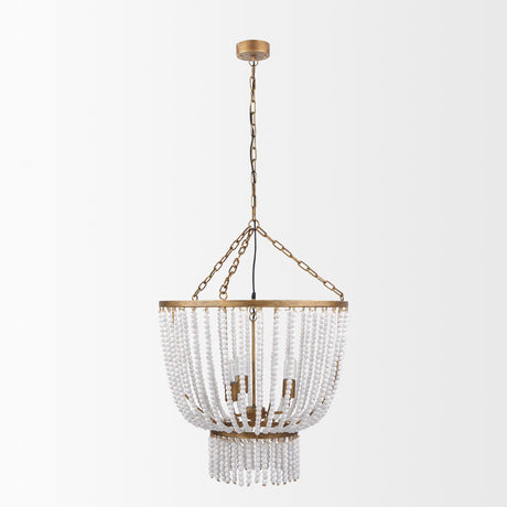 Mercana Rhone Gold Metal and Wood Beaded Chandelier