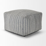Mercana Kensie Large Blue Striped Pouf
