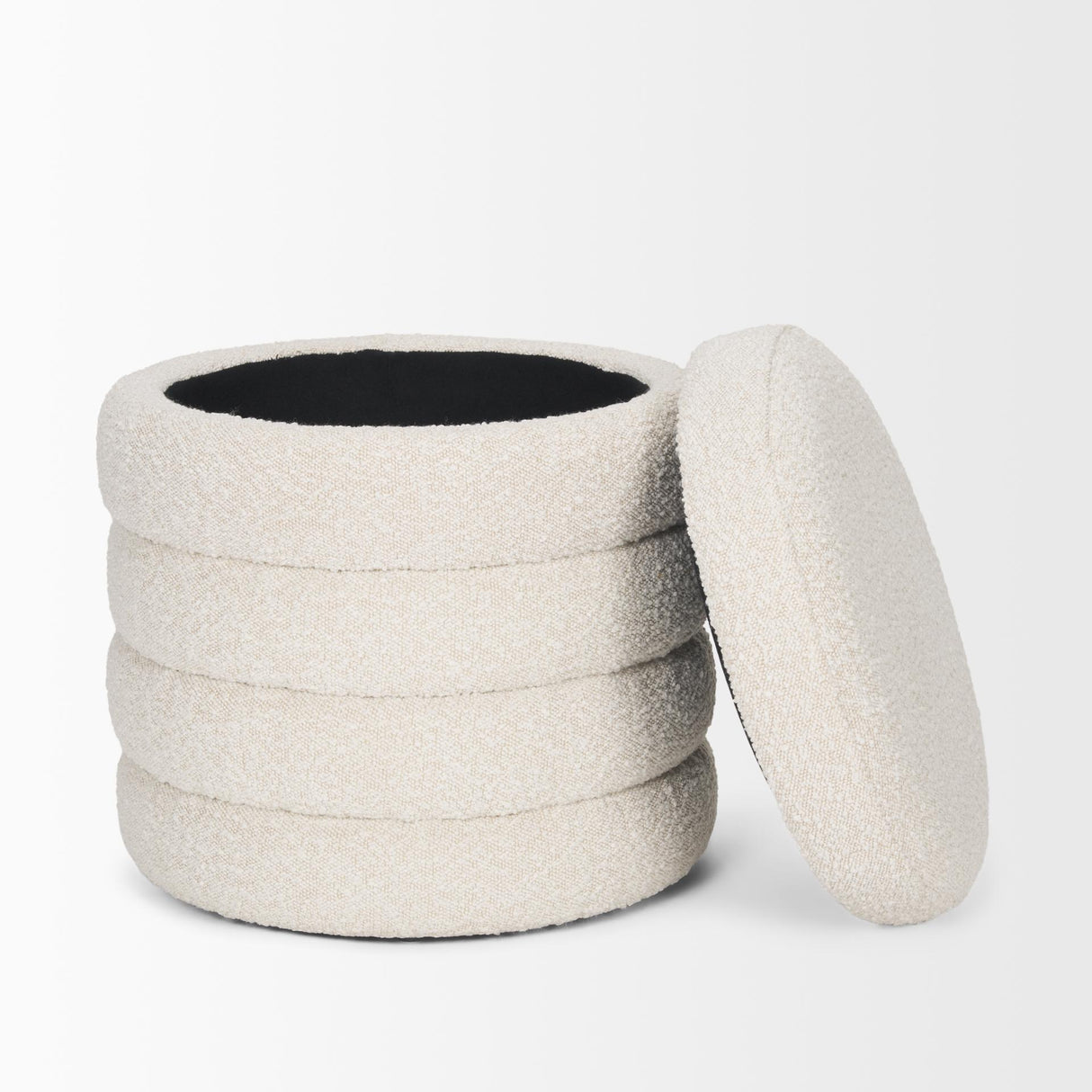 Mercana Elise Cream Boucle Upholstered Storage Ottoman