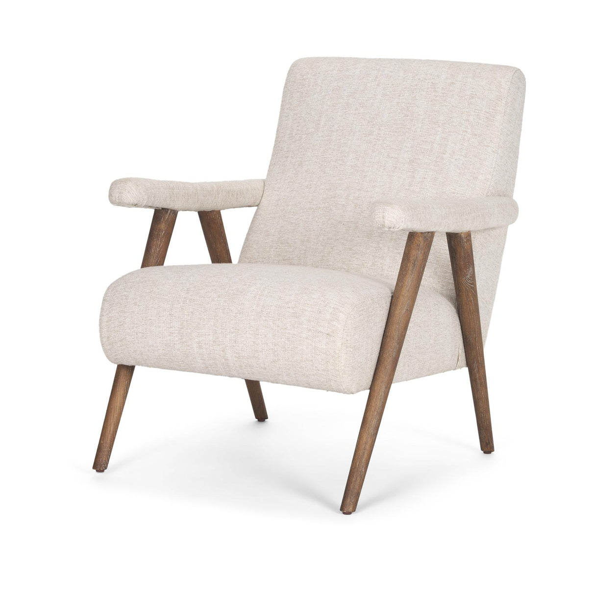 Mercana Nico Oatmeal Upholstered w/ Brown Wood Accent Chair