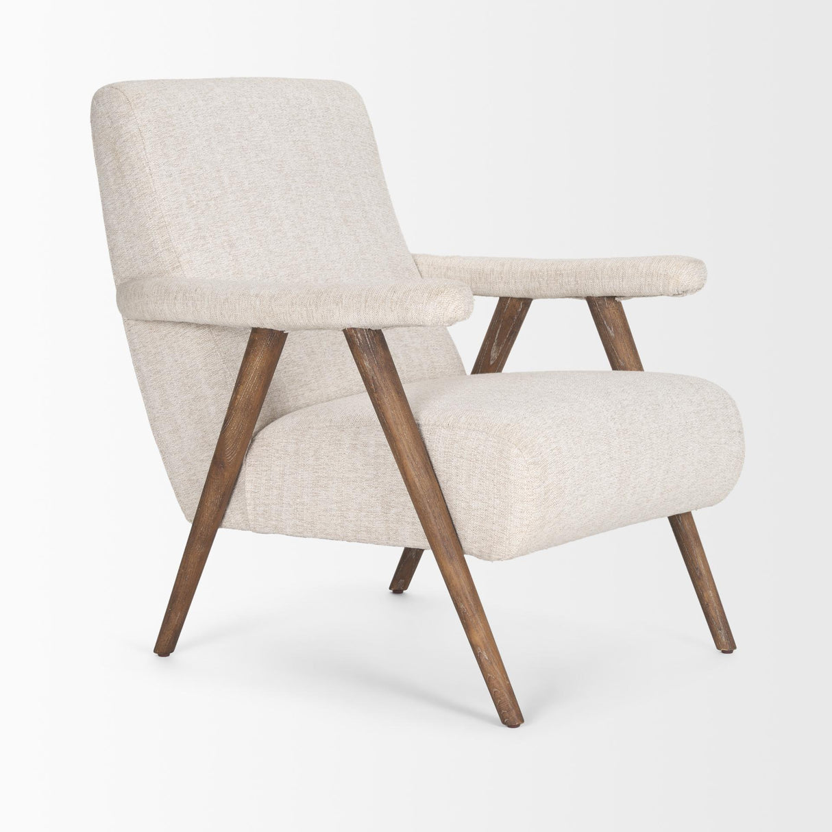 Mercana Nico Oatmeal Upholstered w/ Brown Wood Accent Chair