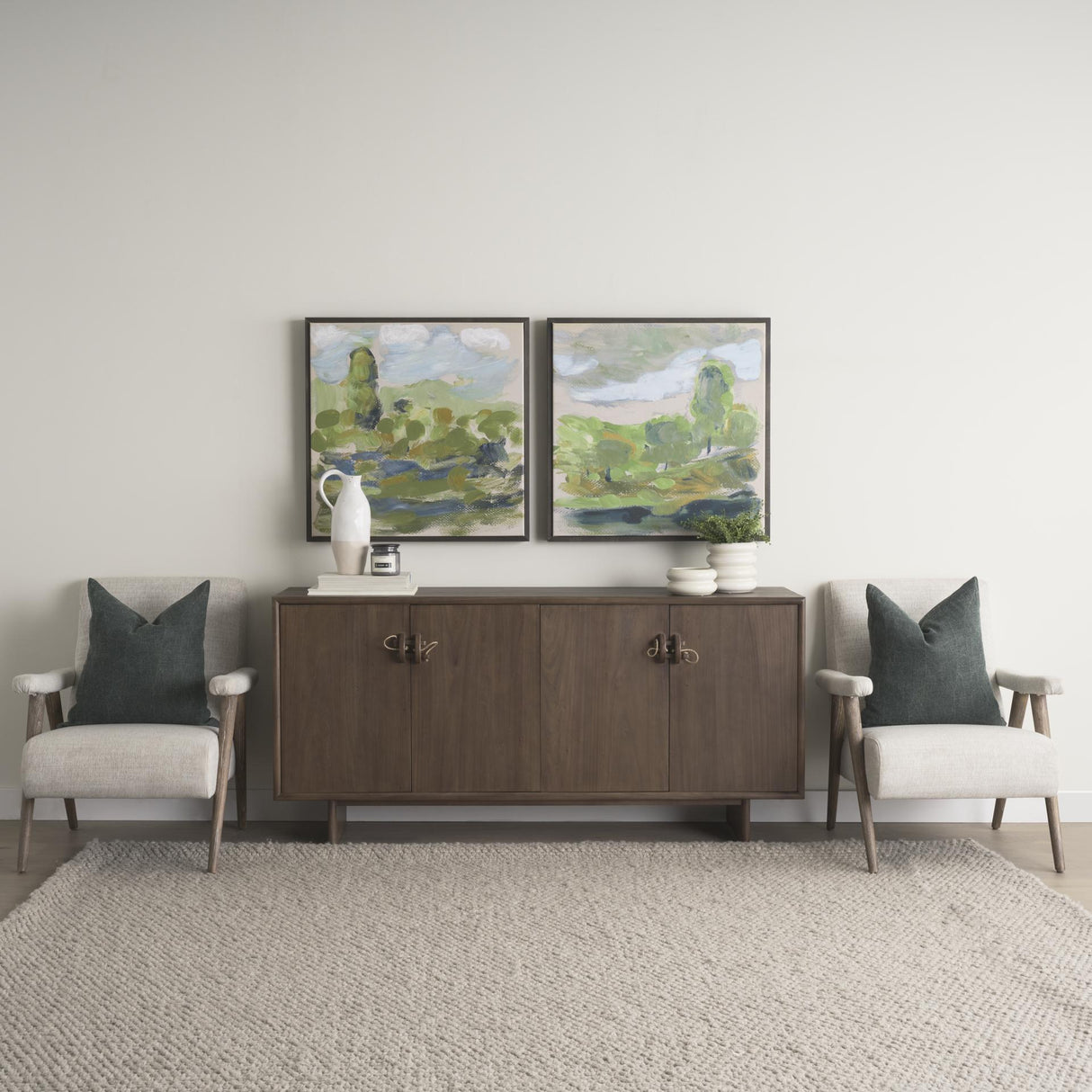 Mercana Nico Oatmeal Upholstered w/ Brown Wood Accent Chair